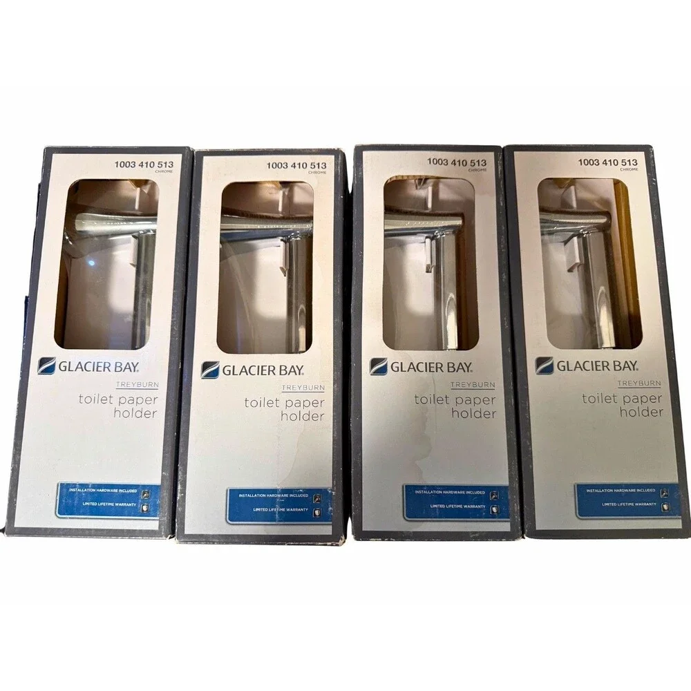 Lot of 4 Glacier Bay Treyburn Toilet Paper Holders Chrome BZ431000CP New
